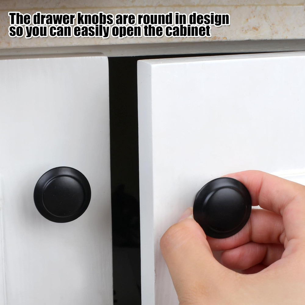 New 20 Pack Matte Black Kitchen Cabinet Knobs Round Drawer Pulls Stainless Steel
