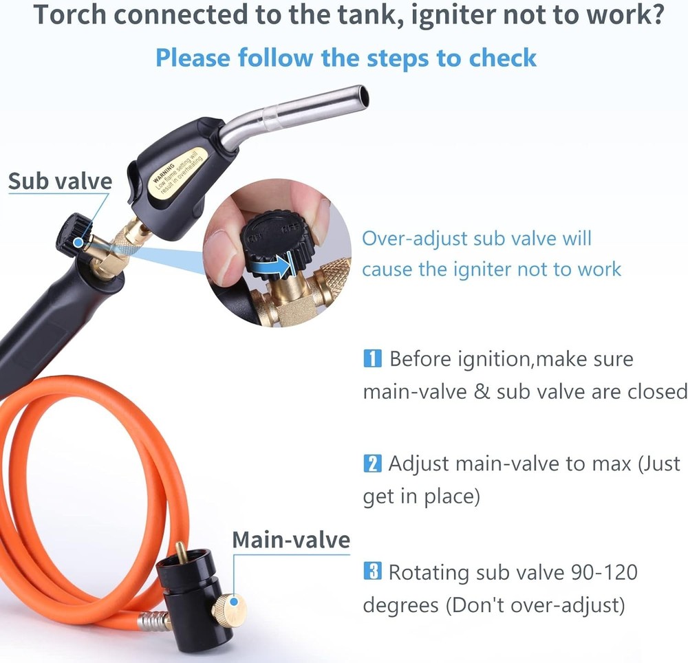 Portable Mapp Gas Torch Kit - Adjustable Heat, Trigger Start