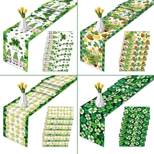 8Pcs St Patricks Day Table Runner Disposable Table Runner 4 Types St Patricks