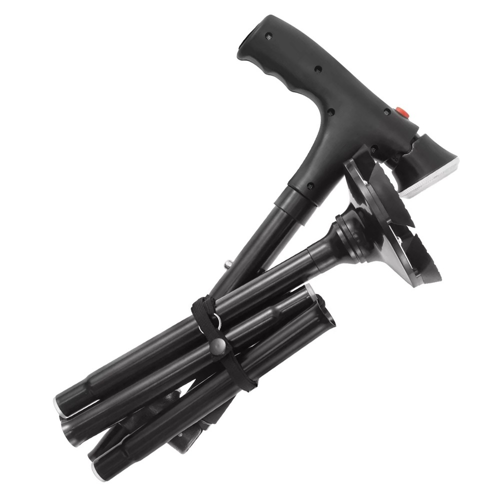 1PC Durable Aluminum Adjustable Walking Cane 4-Section Collapsible Design