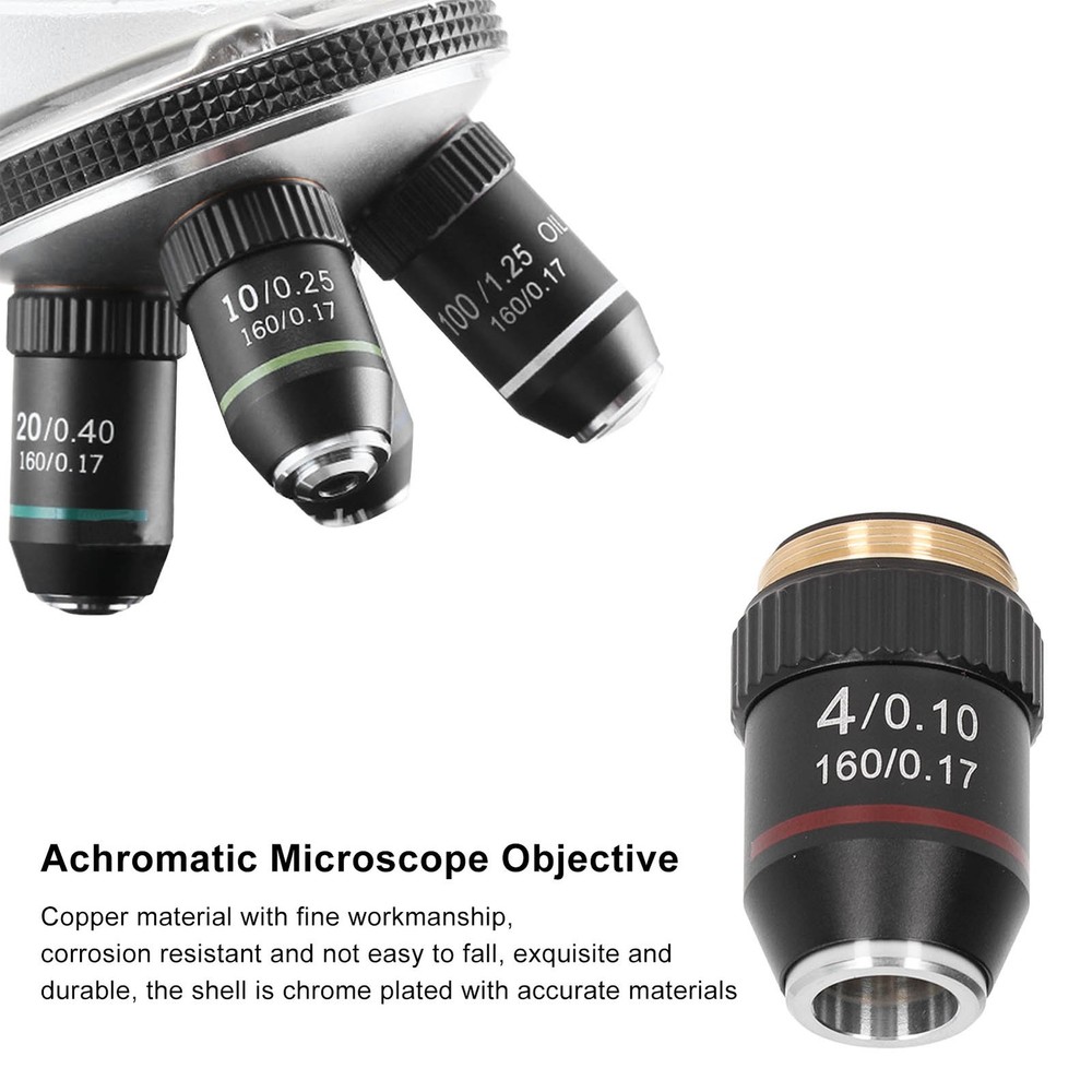 Achromatic Microscope Objective 4X High Magnification Lens 20.2mm Interface