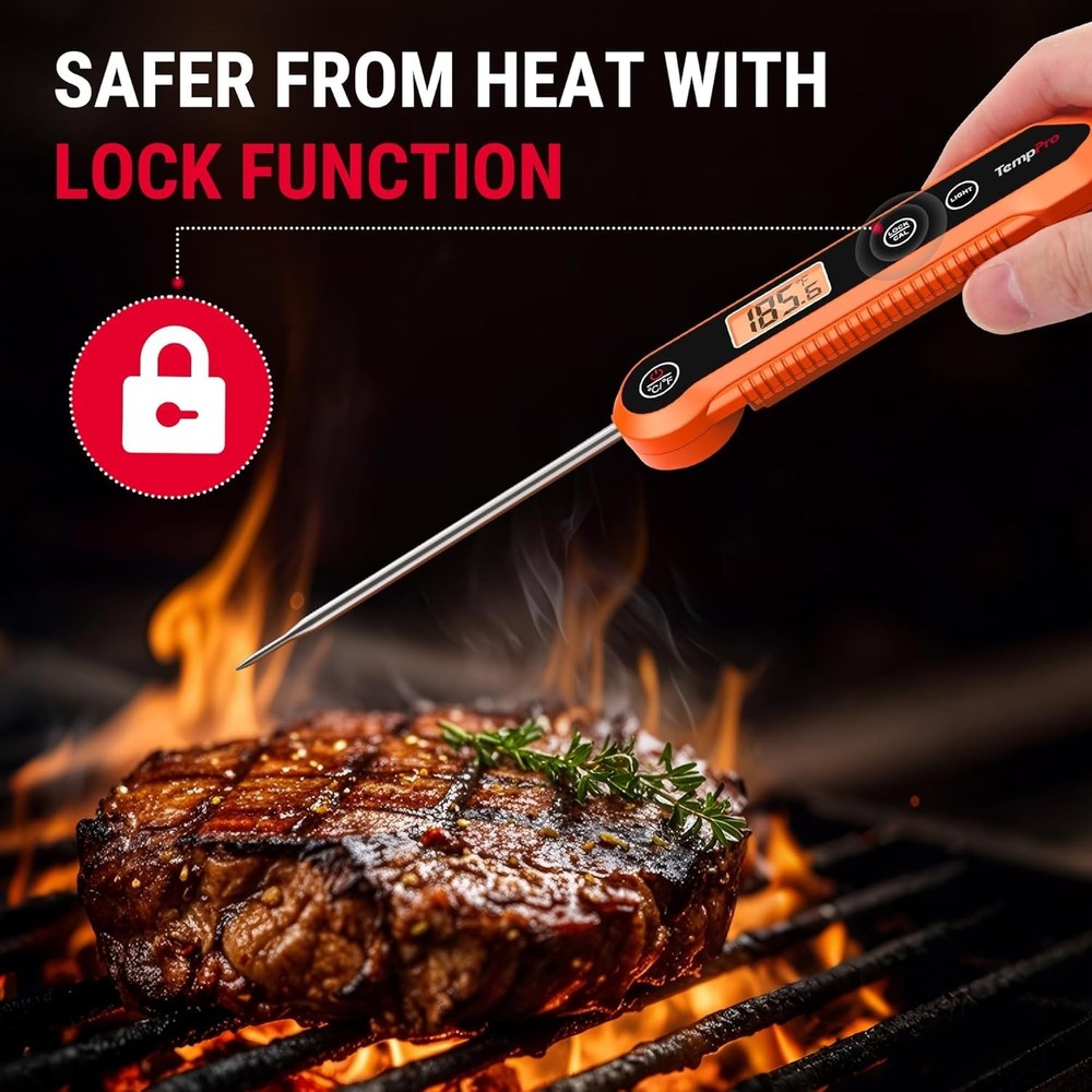 Fast and Accurate Waterproof Instant Read Thermometer with Calibration Function