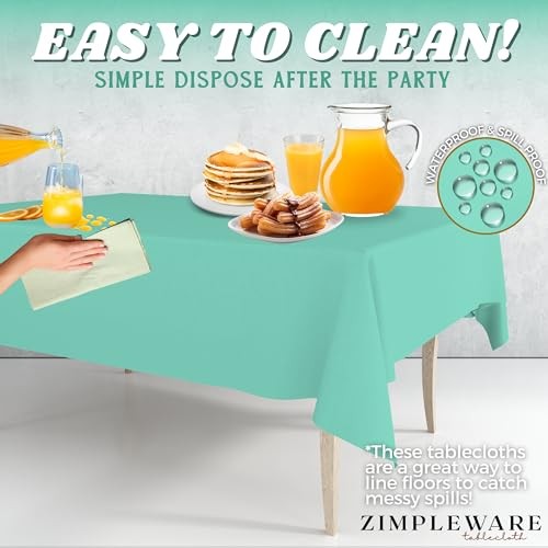 Premium Plastic Table Cloth Disposable (6 Pk) Plastic 6 Pack Rectangle Aqua