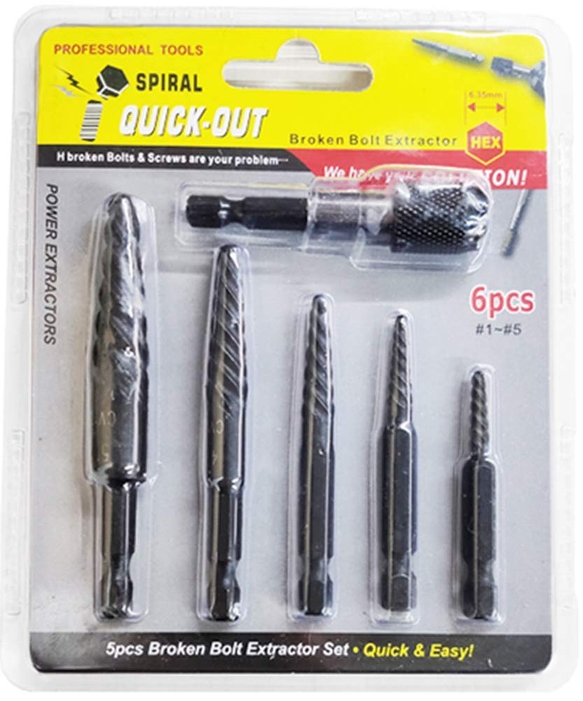 NORTOOLS 6 PCS Broken stud extractor kit Damaged onesize, 6 Pcs-coarse Thread