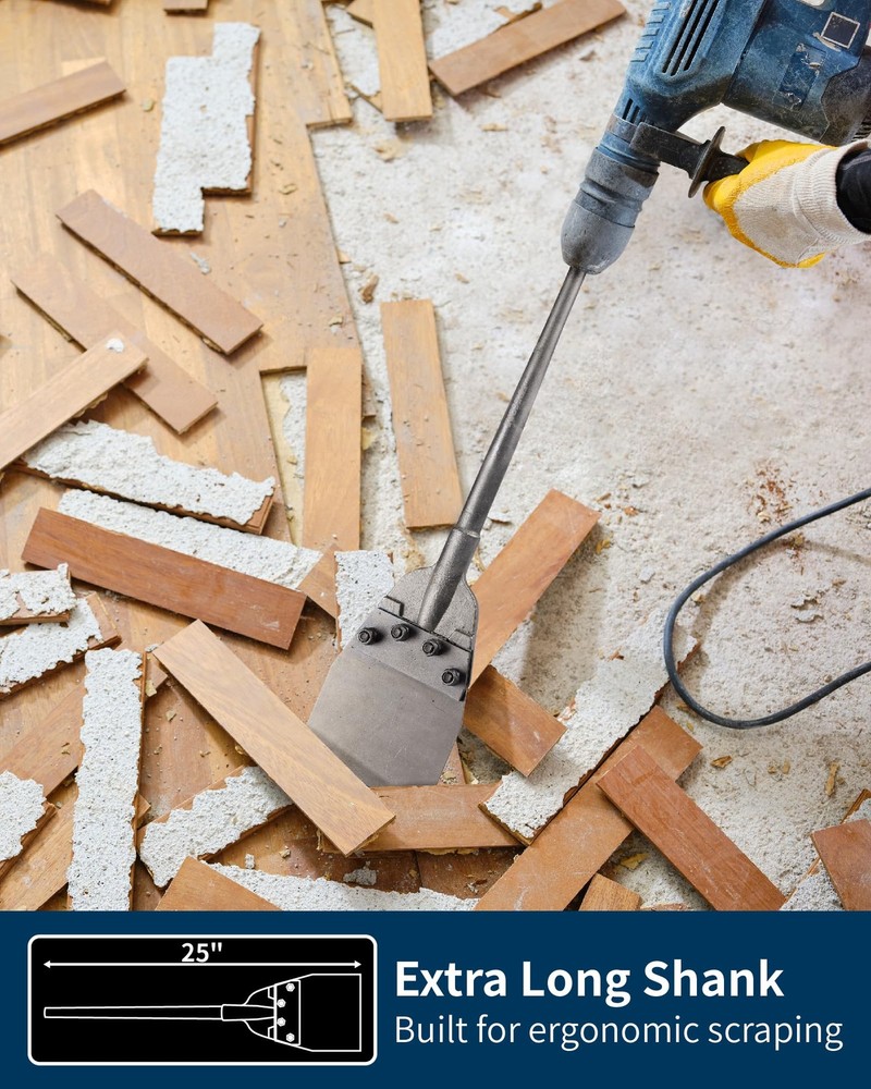 SDS Max Floor Scraper with Replaceable Blade, 6 Inch Thinset Removal Chisel B...