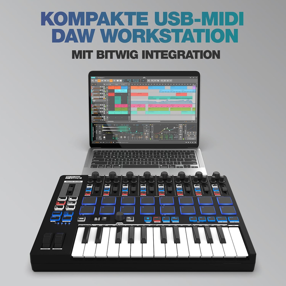 All-in-One USB-MIDI Workstation: Keyboard, Drum Pads & DAW Controller