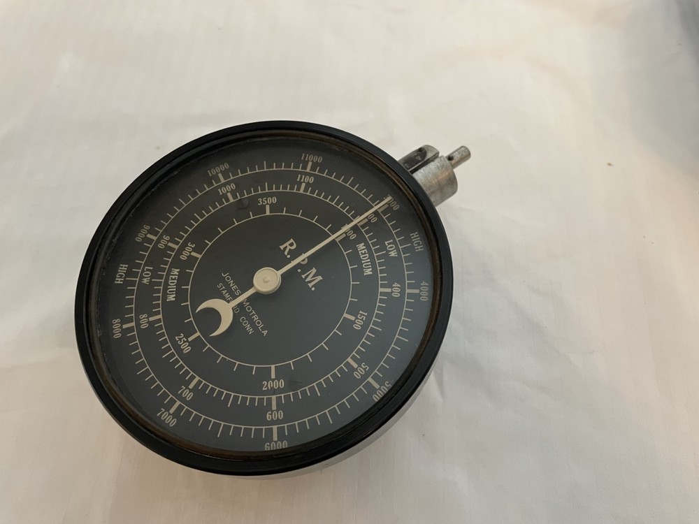 Antique Jones Motrola Multiple Range Hand Tachometer with case