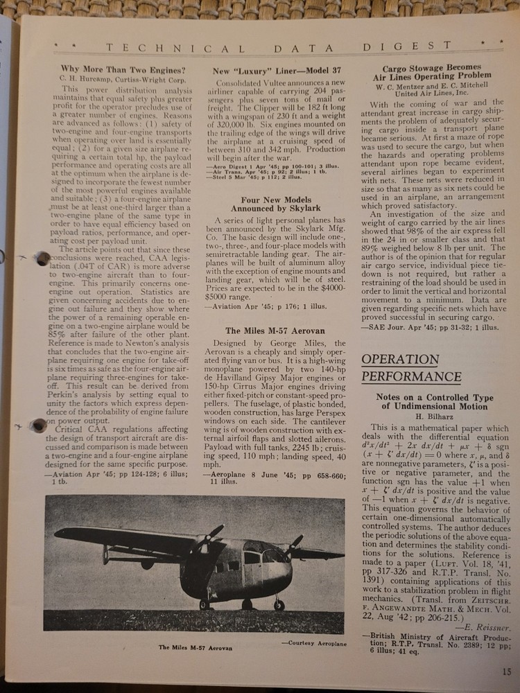 Rare Army Air Forces technical data Digest August 1945.