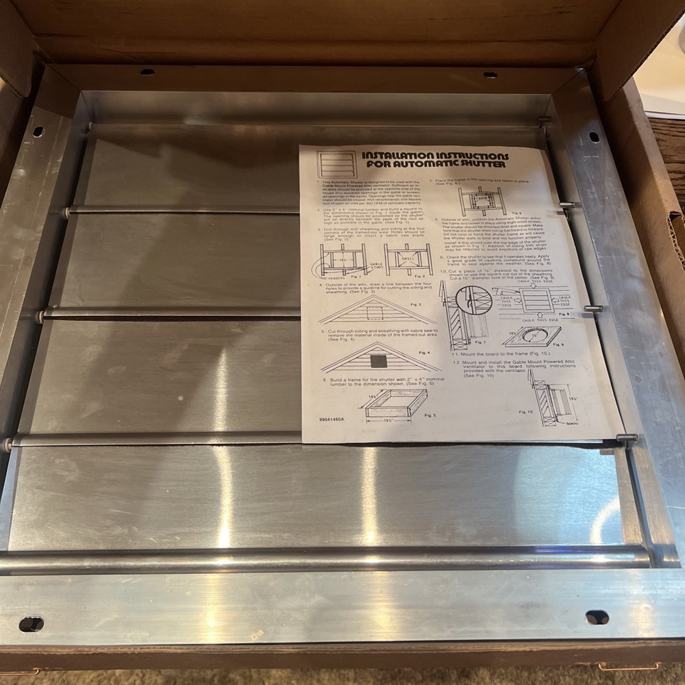 Model 433 Gable Automatic Shutter for Powered Attic Ventilators 16x16 Mill Al.