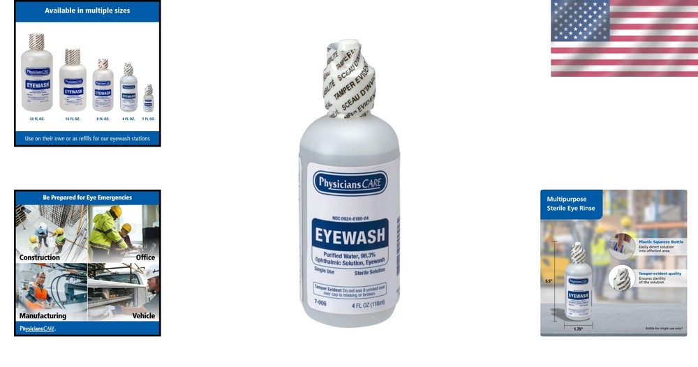 Isotonic Buffered Eye Wash Solution 4 oz - First Aid Essential for Emergencies
