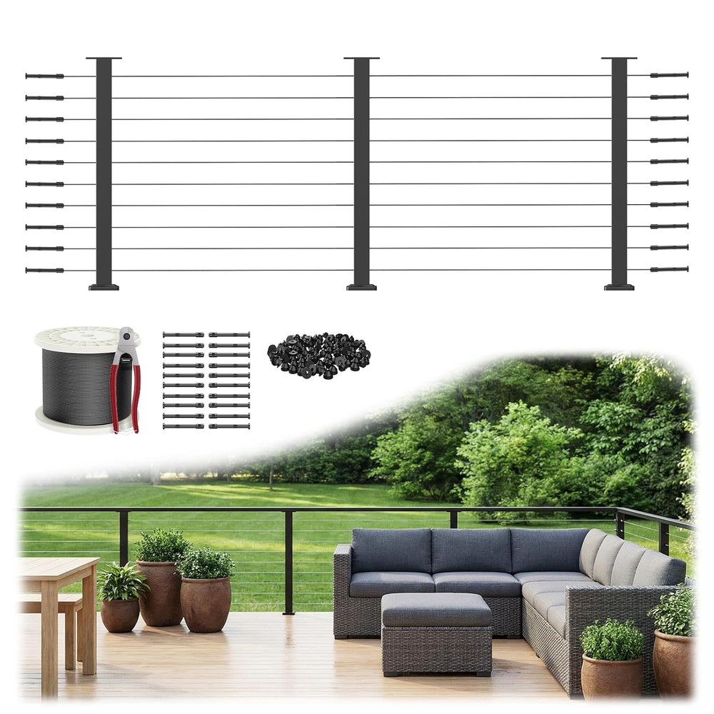 36" Cable Railing Post Kit - 4-8FT Stainless Steel Swageless System