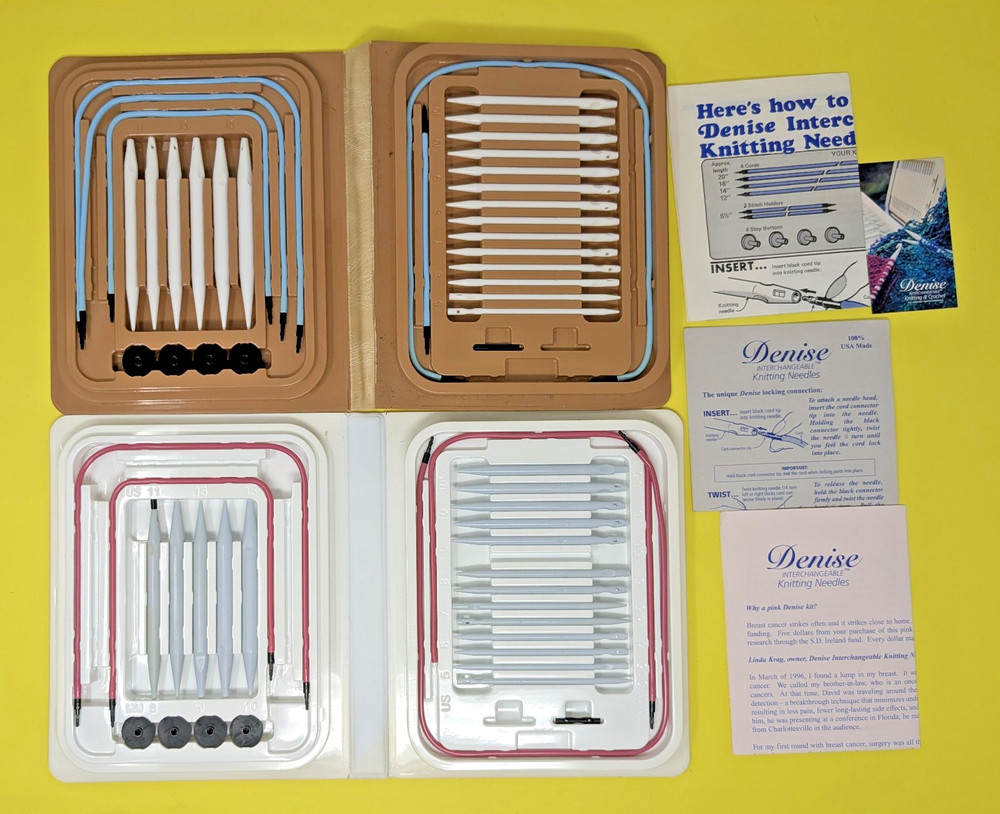 Denise interchangeable knitting needles 2 sets in case READ incomplete