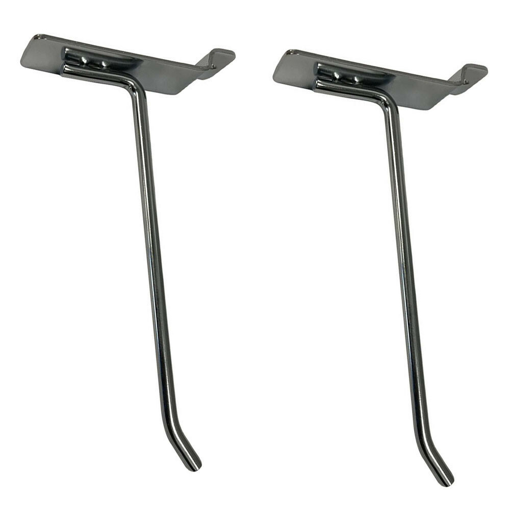 6" Slatwall Hook Panel Display Hooks, 1/4" Thickness Metal, Chrome - PACK 2