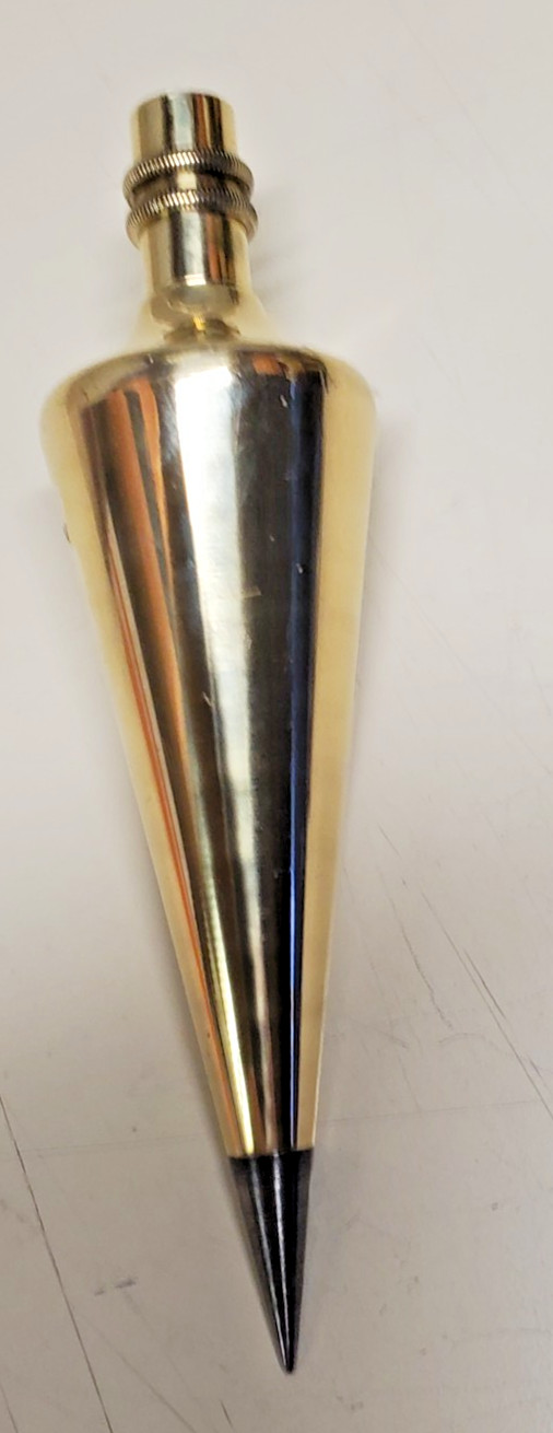 VINTAGE DIETZGEN #16 SOLID BRASS PLUMB BOB, 16 OUNCES, IN ORIGINAL BOX