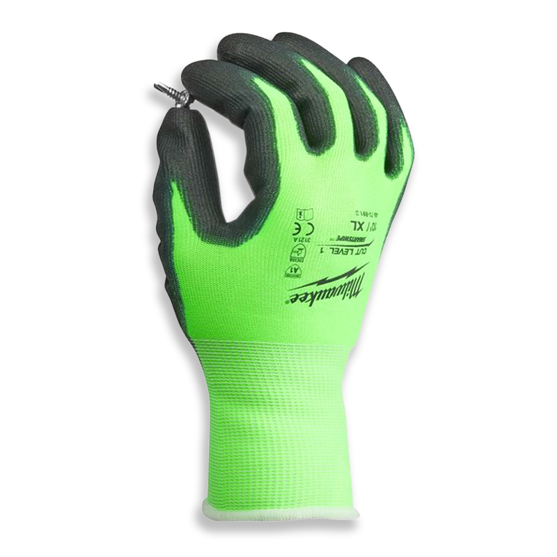 New Milwaukee Work Glove High Visibility Cut Level 1 Polyurethane Dipped 12 Pair