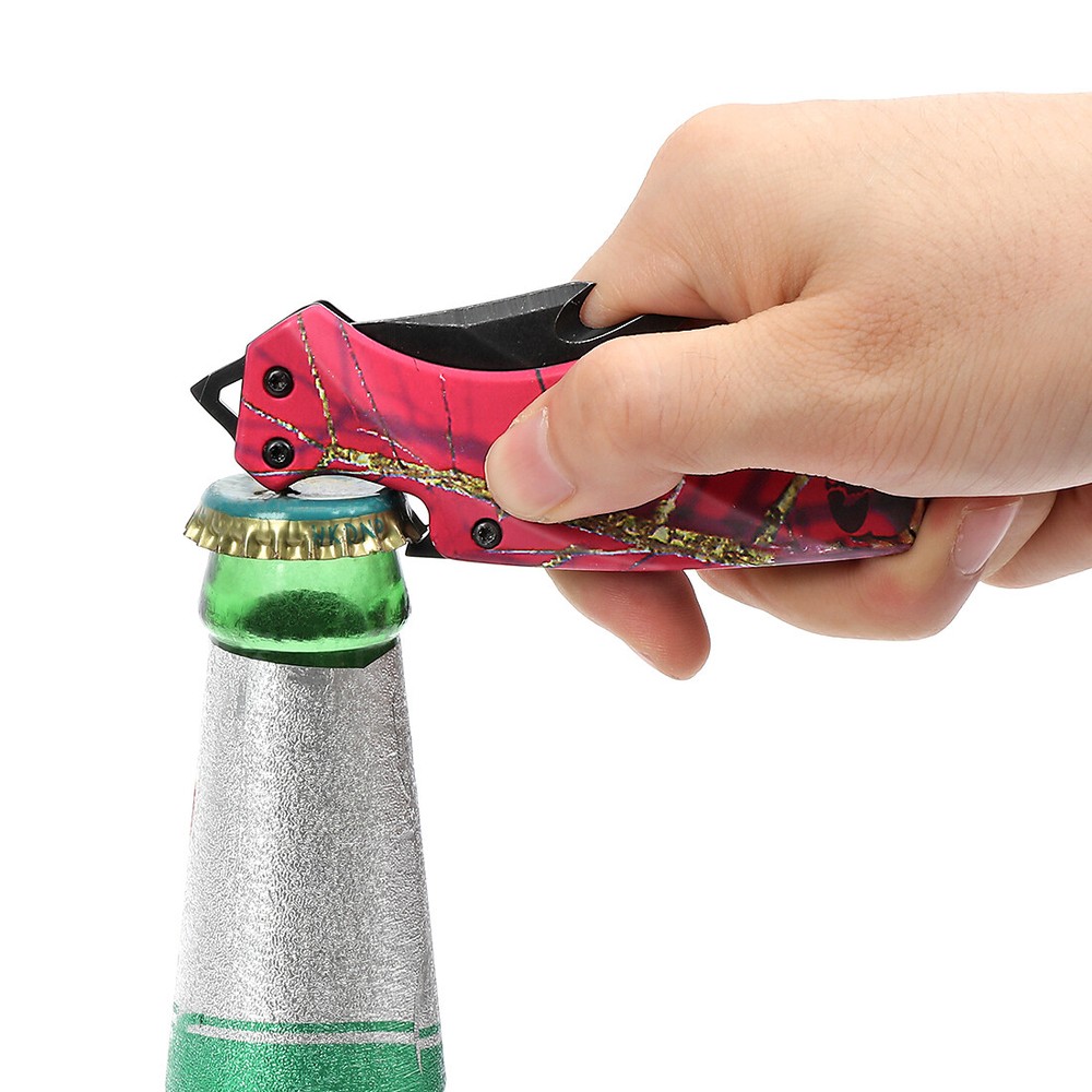 Mossy Oak Mini Folding Pocket Knife Multitool Drop Point Blade EDC Bottle Opener