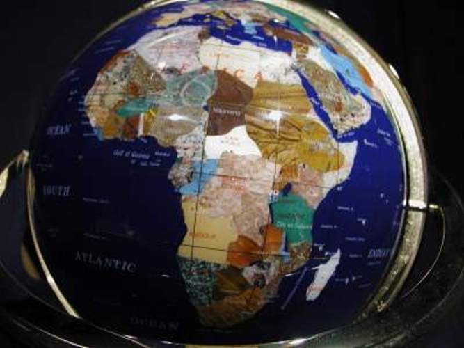 Gem Globe in Solid Brass Frame with Compass-FREE SHIPPING!