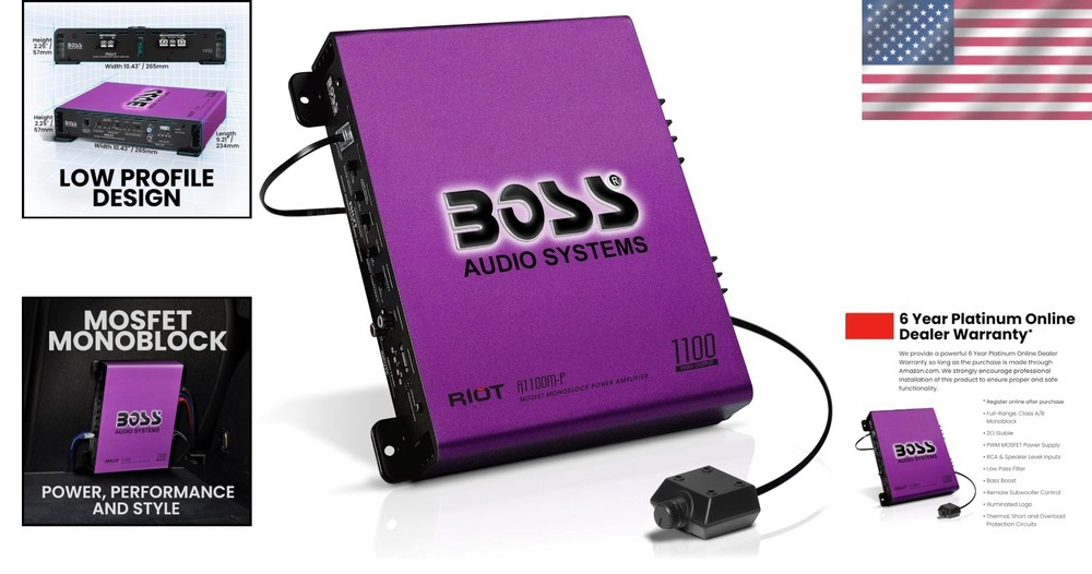 High-Performance Class A/B Car Amplifier - 1100 Watts, Low Pass Crossover