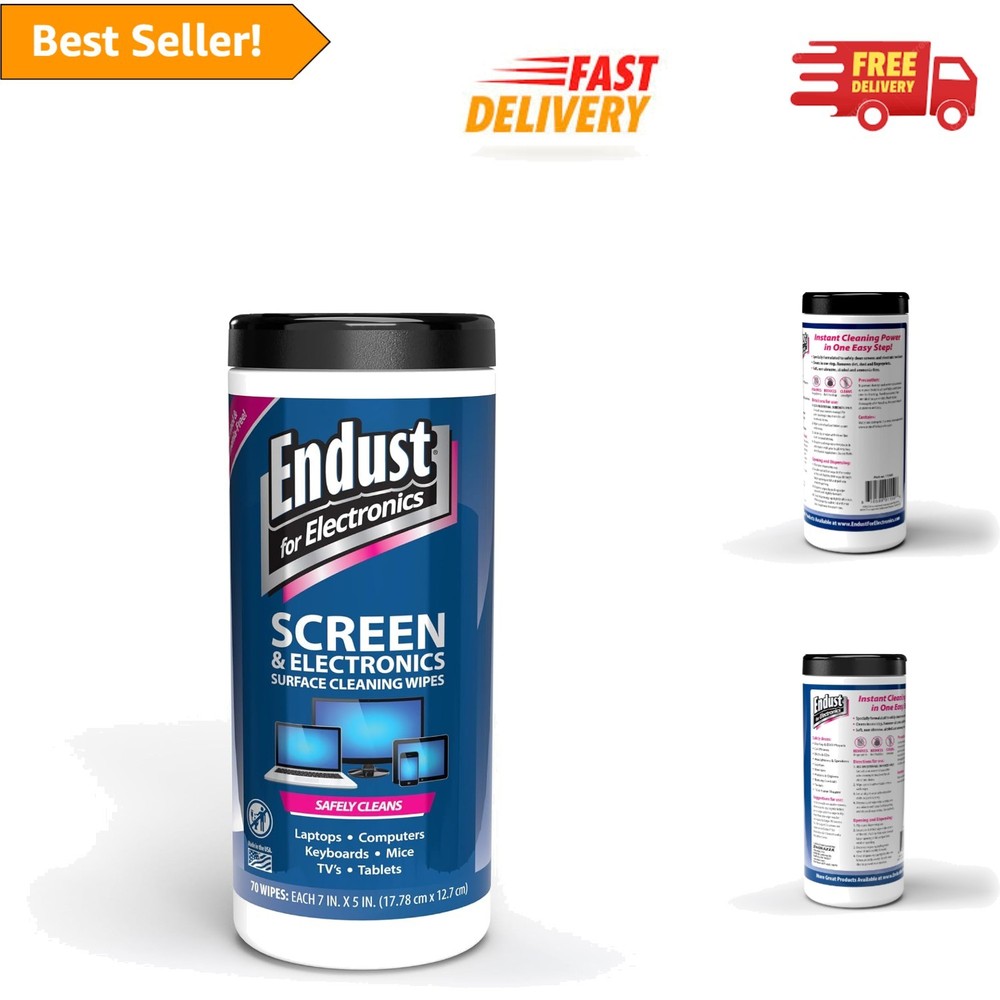 70 Pack Screen & Surface Cleaner Wipes - Gentle Streak-Free Electronics Solution