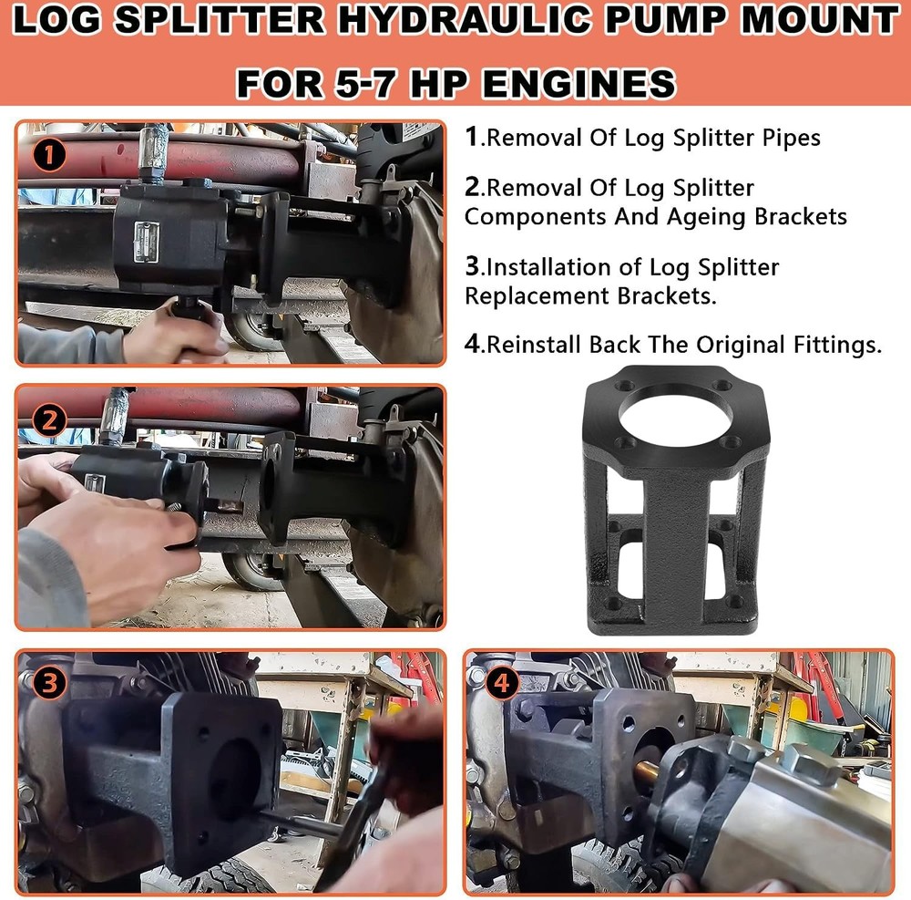Log Splitter Replacement Brackets Hydraulic Pump Mount Black