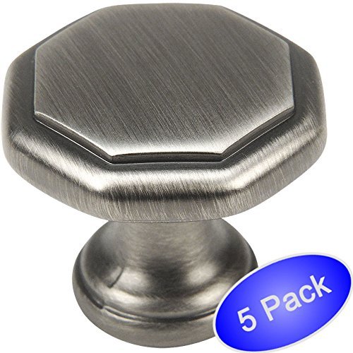 *5 Pack* Cosmas Cabinet Hardware Antique Silver Octagon Cabinet Knobs #5181AS