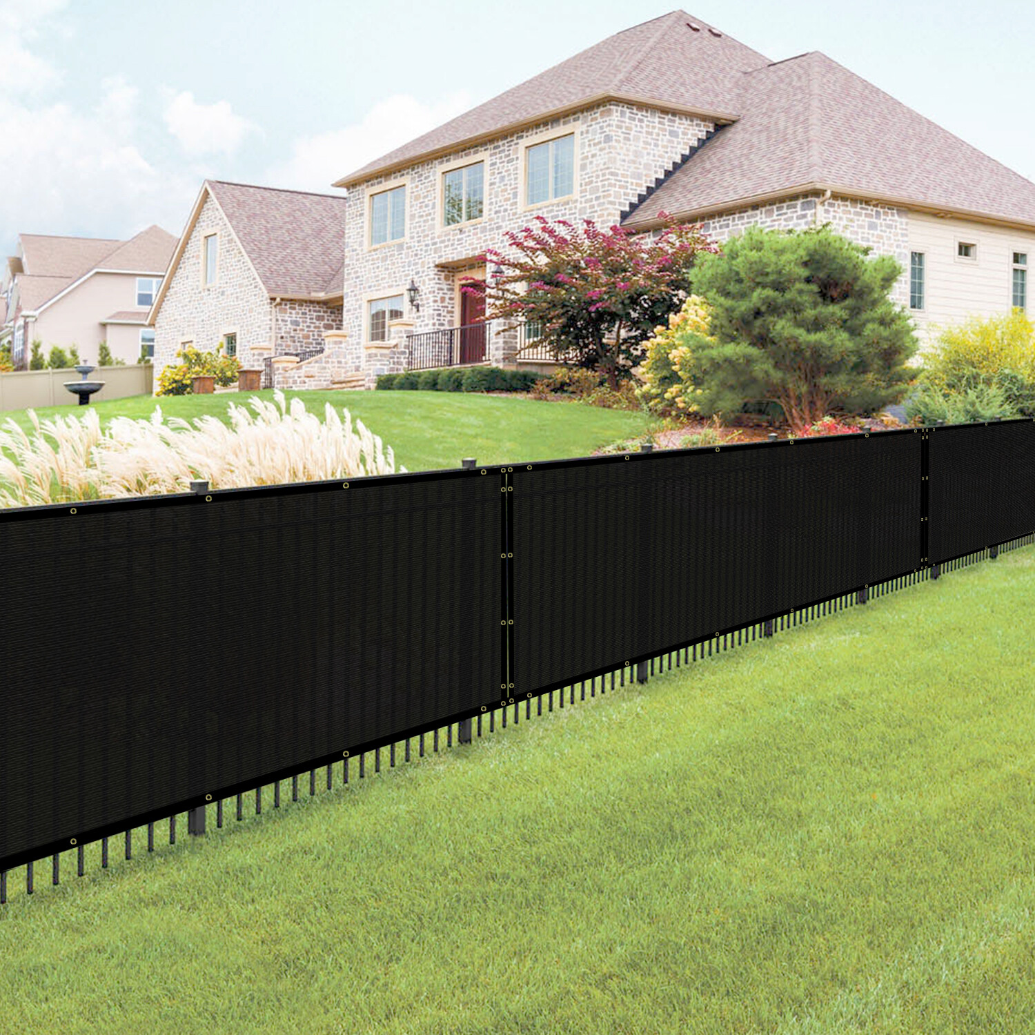 4' 5' 6' 8' Windscreen Privacy Fence Screen Shade Cover Mesh Tarp Garden-Black