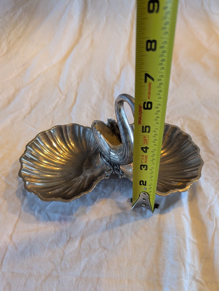 Vintage Silver Plated Swan Double Trinket Dish