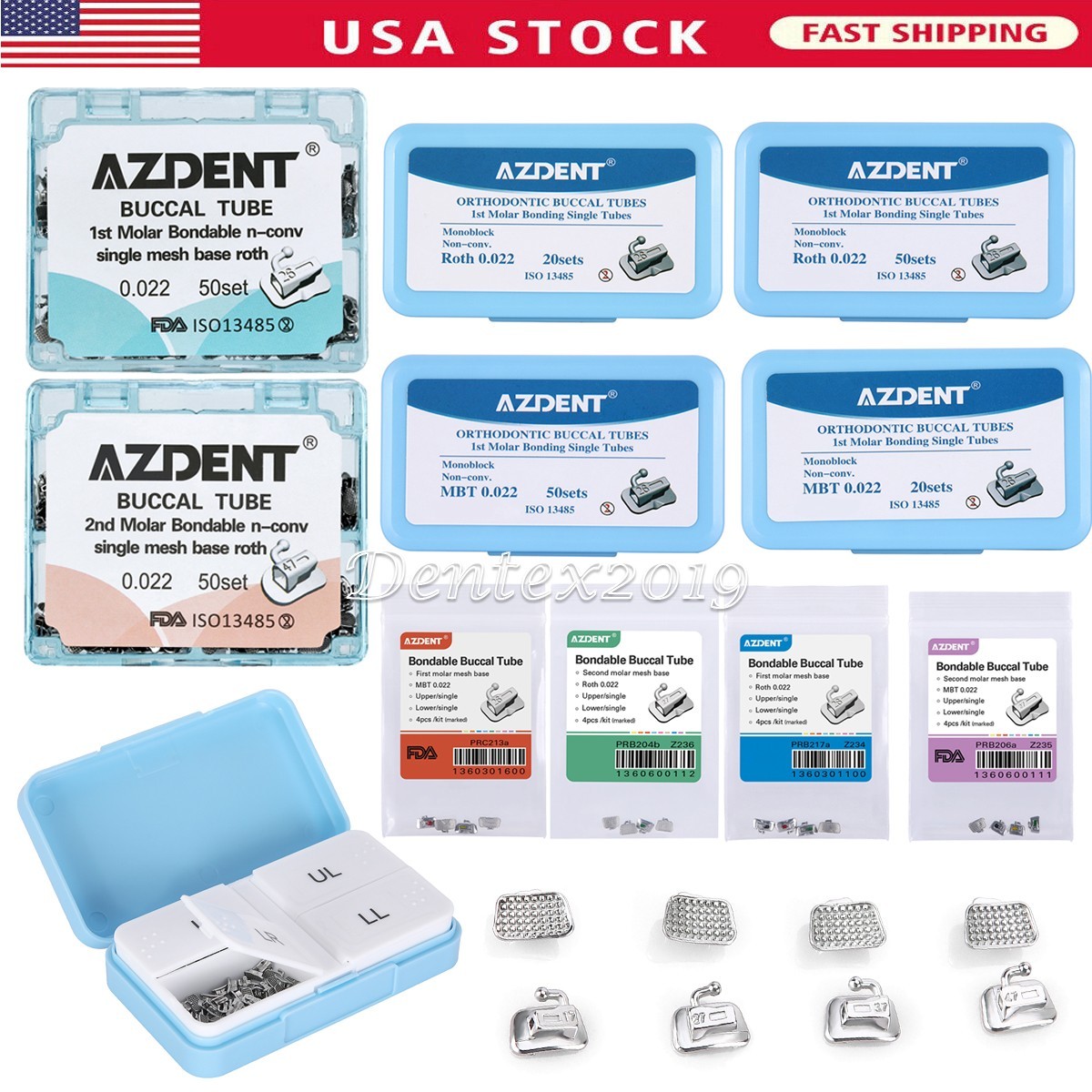 Tubos Bucales Ortodoncia Dental AZDENT Roth MBT 022 018 1º 2º Molar Brackets