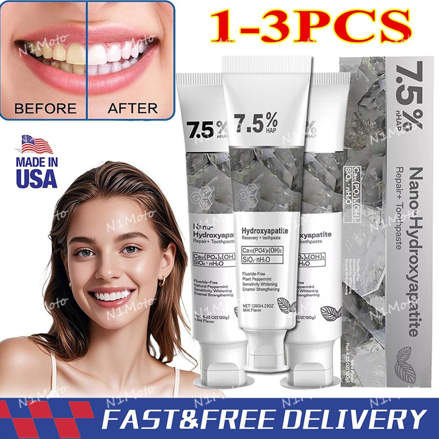 3Pack-7.5% Nano Hydroxyapatite Toothpaste ~USA