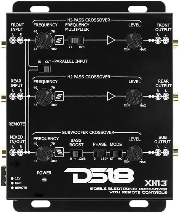 DS18 DS-XM3 Two-to-Three Way Electronic Crossover with Remote Control