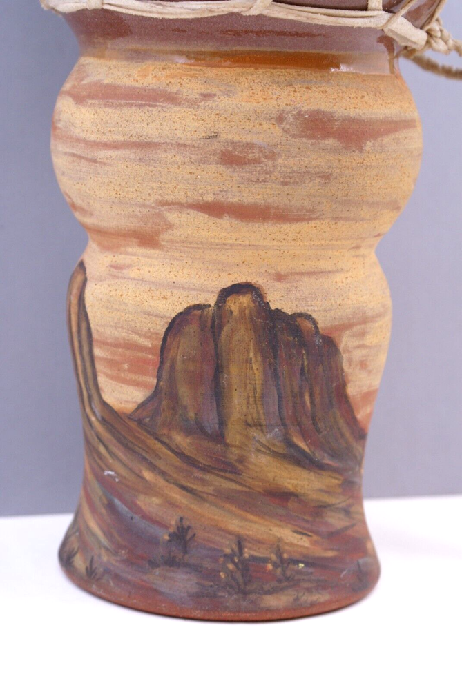 CERAMIC POTTERY DRUM SOUTHWEST LANDSCAPE DESIGN - SIGNED MOKI 97
