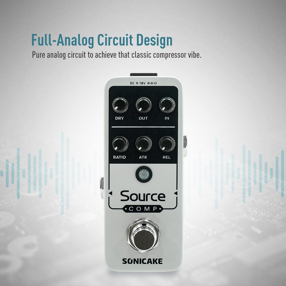 Sonicake Compressor Guitar Effects Pedal 100%-Analog Buffered-Bypass Source