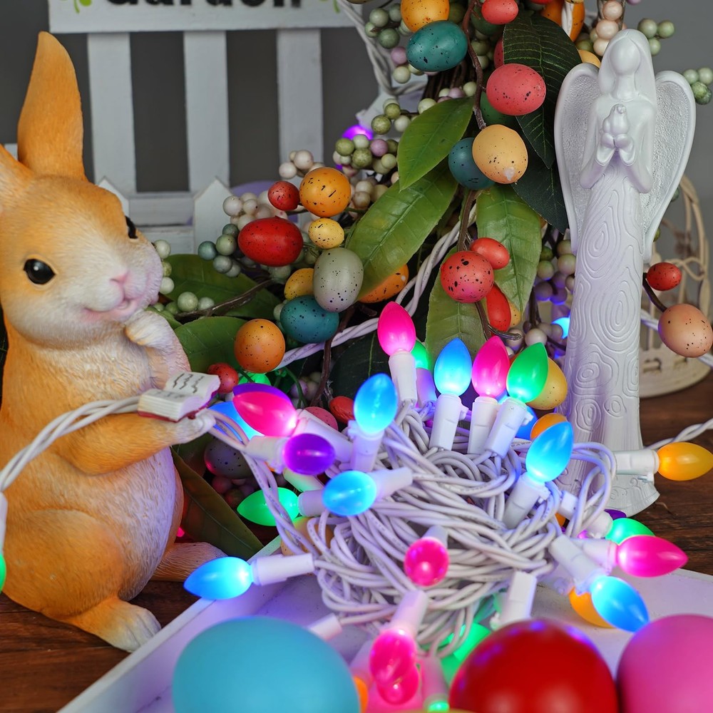 Easter Decorations, Easter Lights String Plug in, 50 LED 17FT Multi Color Chr...