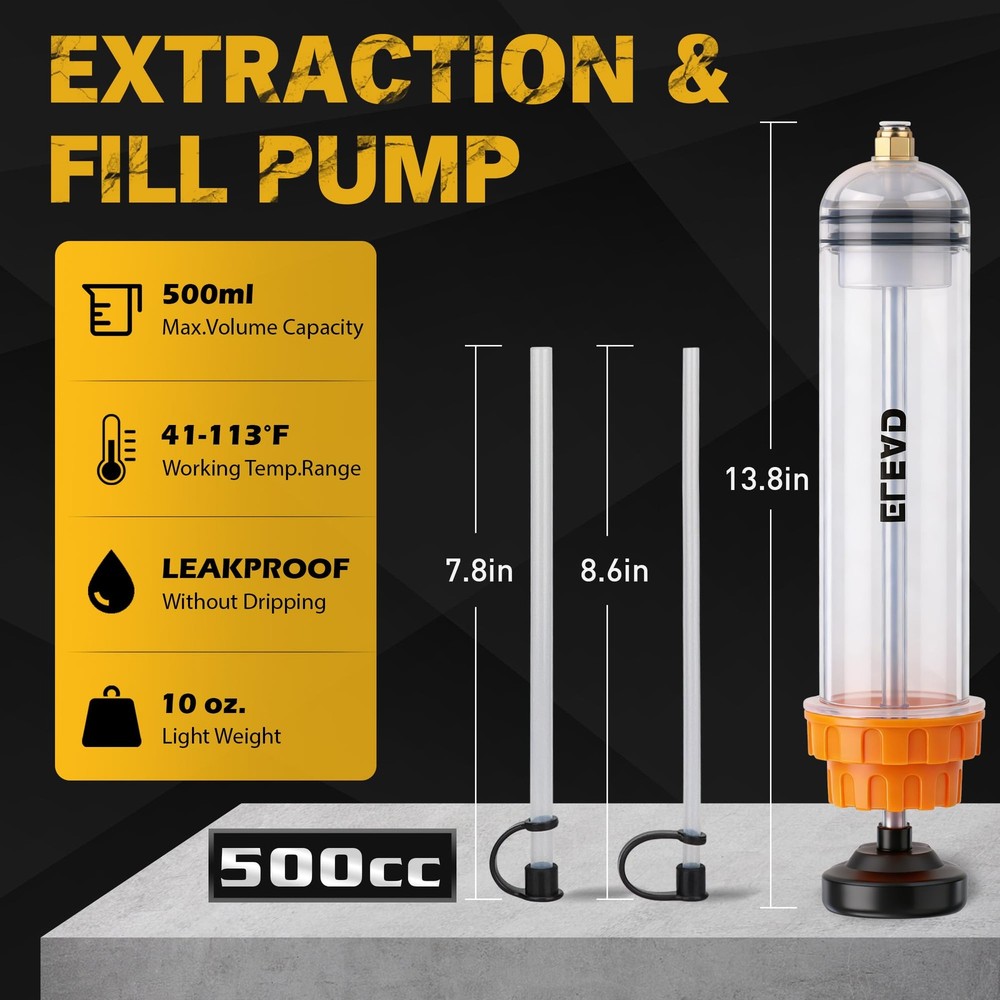 ELEAD 500cc Oil Fluid Extractor Pump, Multi-Purpose 500CC, yellow