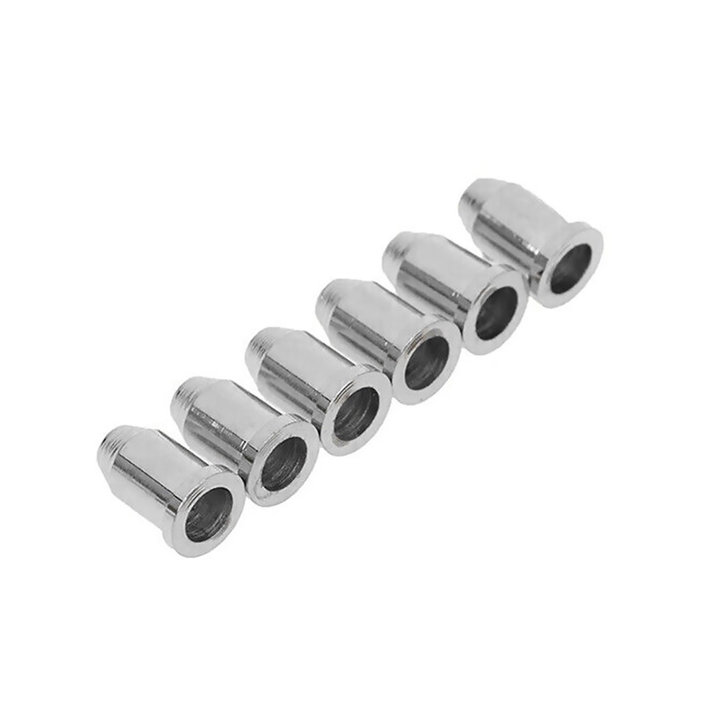 6x Chrome Guitar String Through Body Ferrule 1/4" String Ferrules 10mm Length