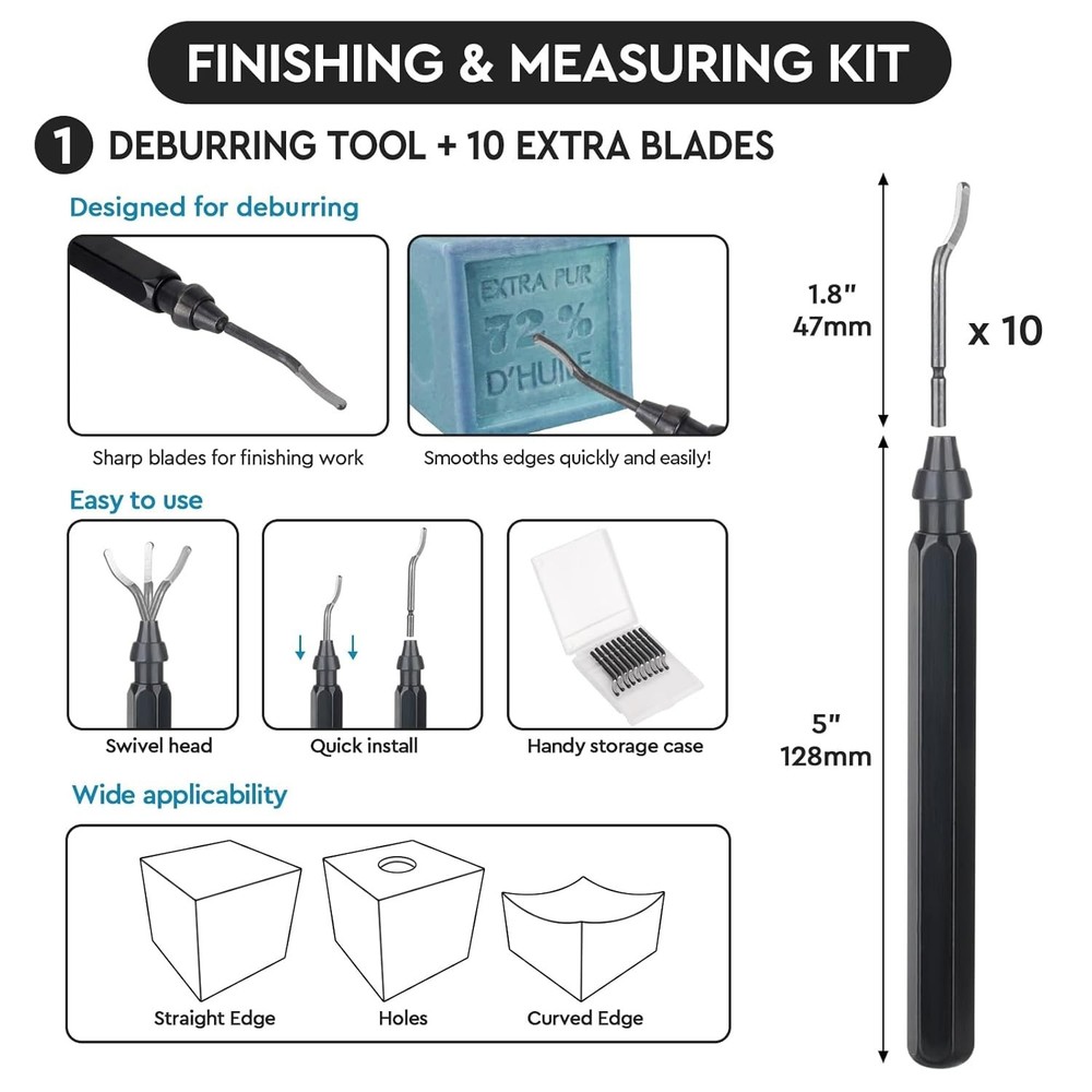 50-Piece 3D Printer Tools Kit - Deburring & Finishing Essentials for Precision