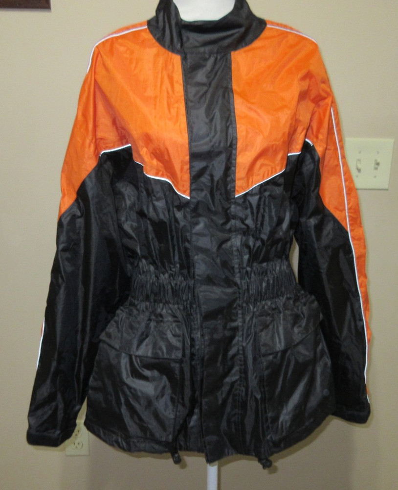 Thunder Under Rain Gear Orange & Black Waterproof Medium M Jacket Motorcycle