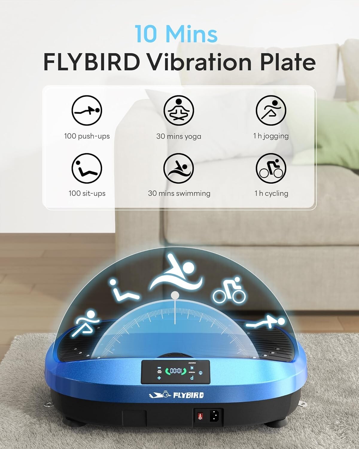 Vibration Plate 4D Oscillation Vibration Platform Whole Body Workout Blue Color