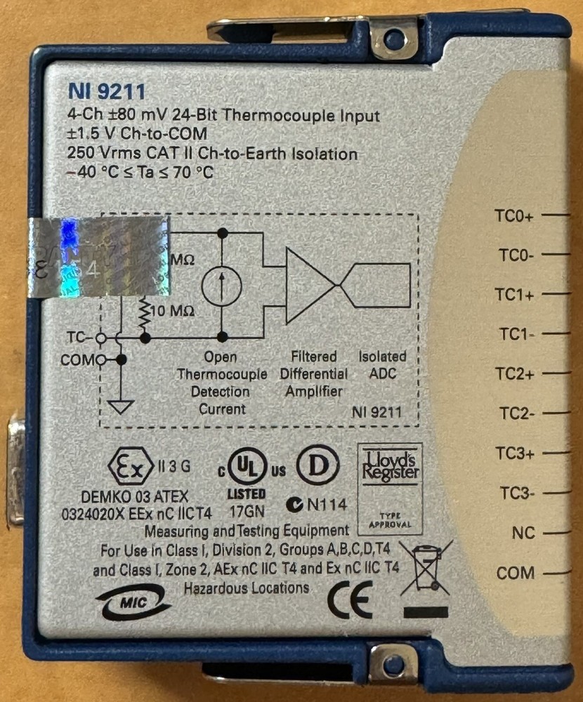 National Instruments NI 9211 4Ch 24bit Thermocouple Input