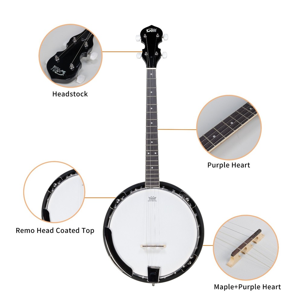 4 String Banjo Sapele Body Material Sapele Back Material