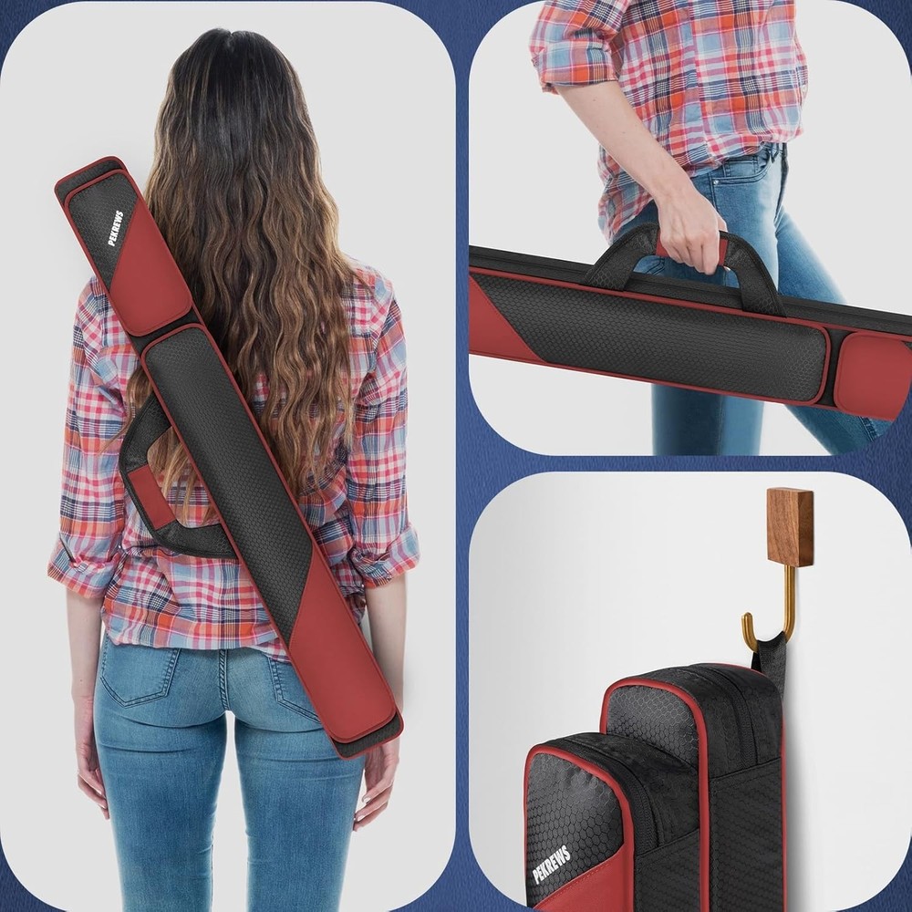 Functional Pool Cue Carry Bag with Protective Padding and Multiple Compartments