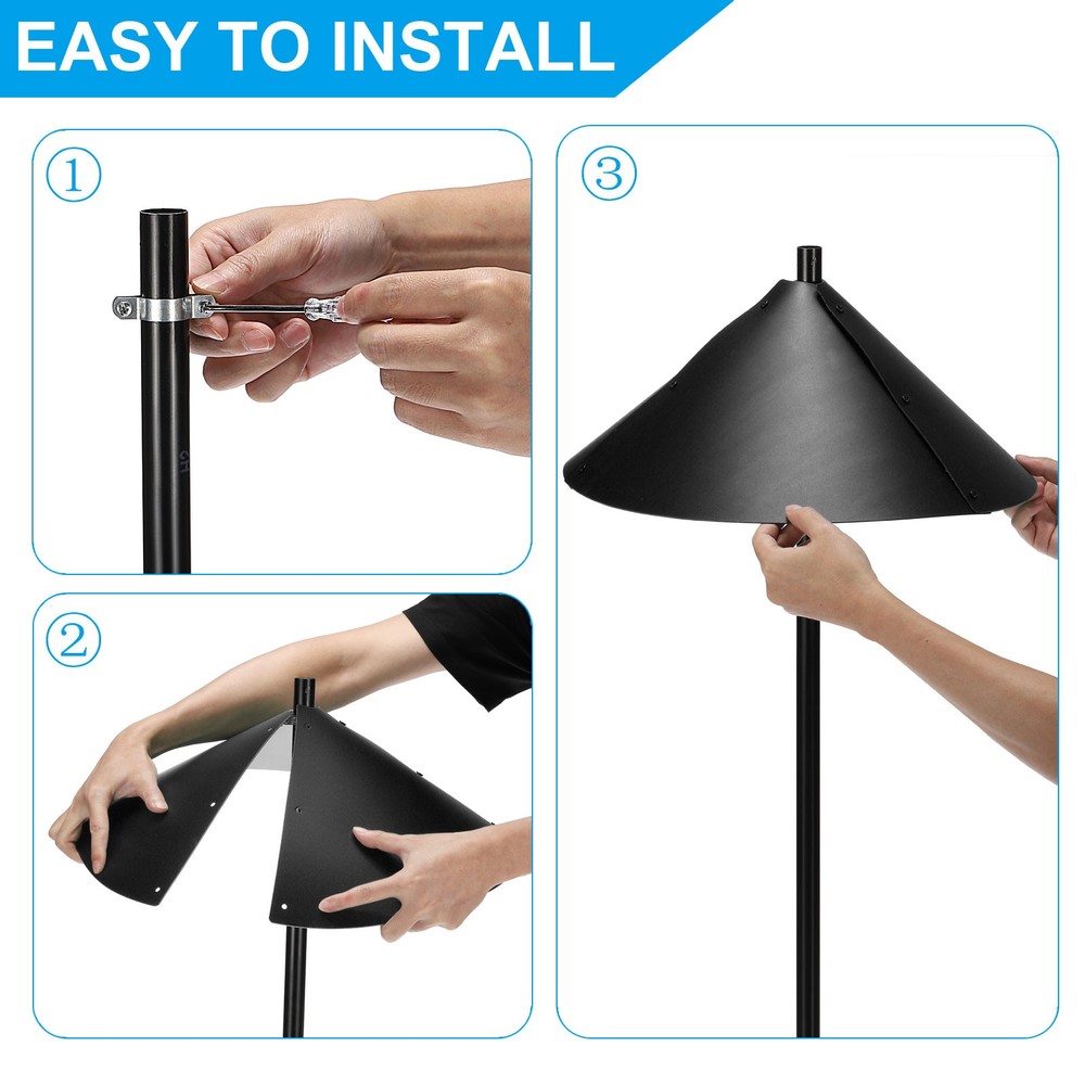2 Pack Squirrel Baffle for Bird Feeders Pole 16 inch, Black