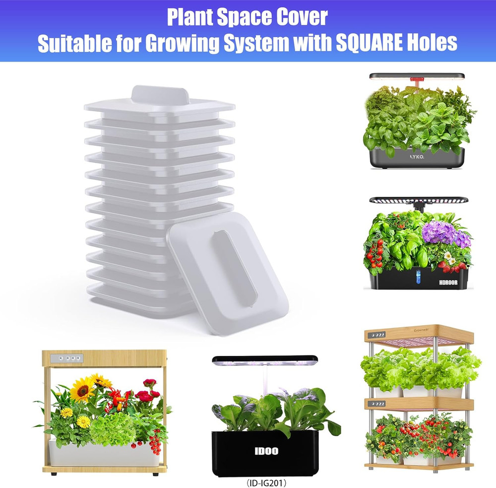 25 Pack Square Plant Spacer Kit for Hydroponic Growing System, Hydroponics Cover