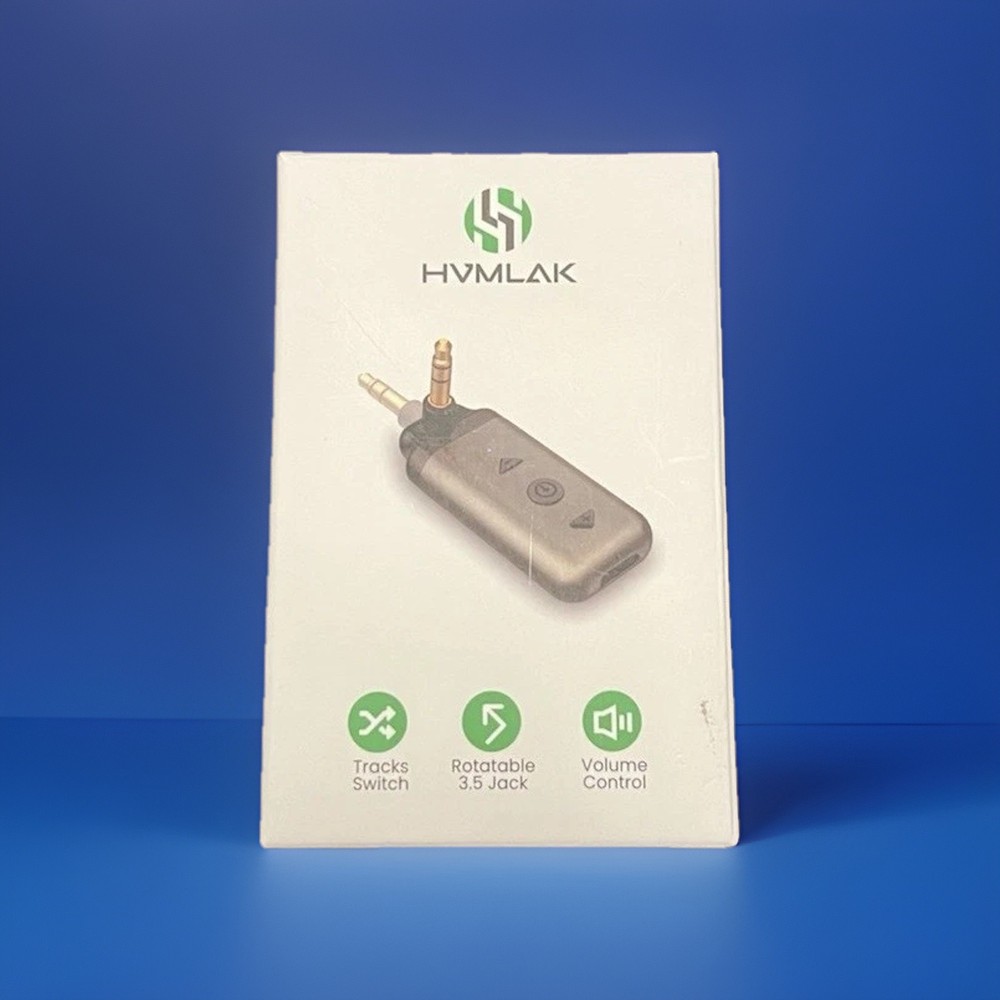 HVMLAK Bluetooth Adapter Black, Rotatable 3.5mm Jack, USB-C, Volume Control