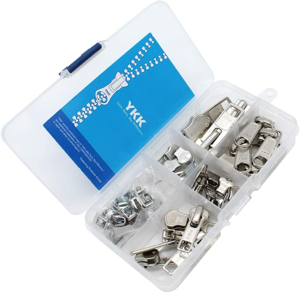 YKK Zipper Repair Kit Solution Assorted Sliders Easy Container Storage Set