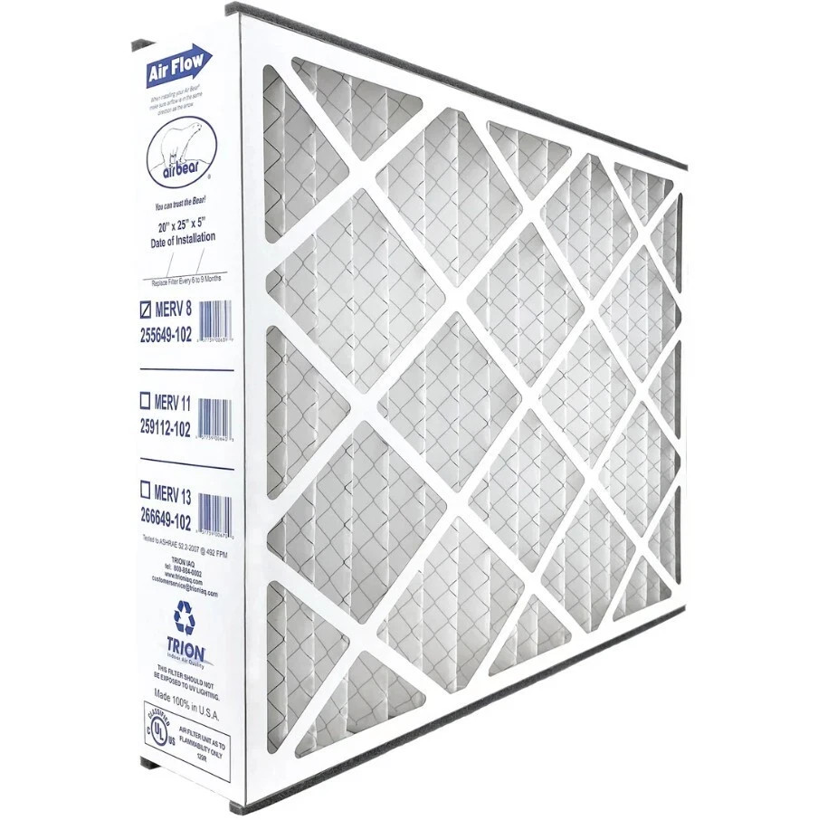 Trion Air Bear 255649-102 (3 Pack) Pleated Furnace Air Filter 20"x25"x5" MERV 8