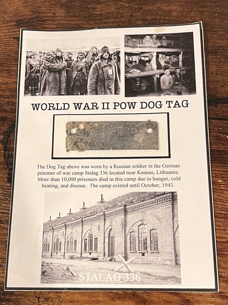 Genuine WWII Soviet POW German Camp Dog Tag Worn By Prisoner Antique