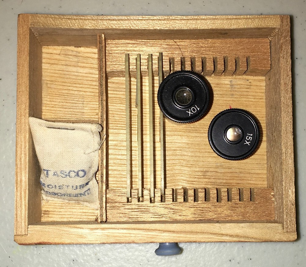 Tasco Microscope Deluxe Wood Case Box Japan