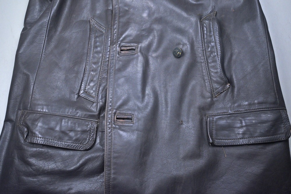 WWII GERMAN KRIEGSMARINE GRAY LEATHER OVERCOAT