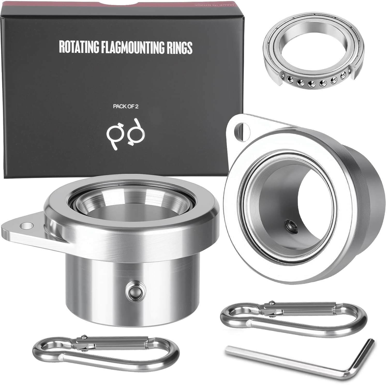 Bearing Steel Ball Flag Pole Rings, Tangle Free Aluminum Alloy Flag Pole Spinner